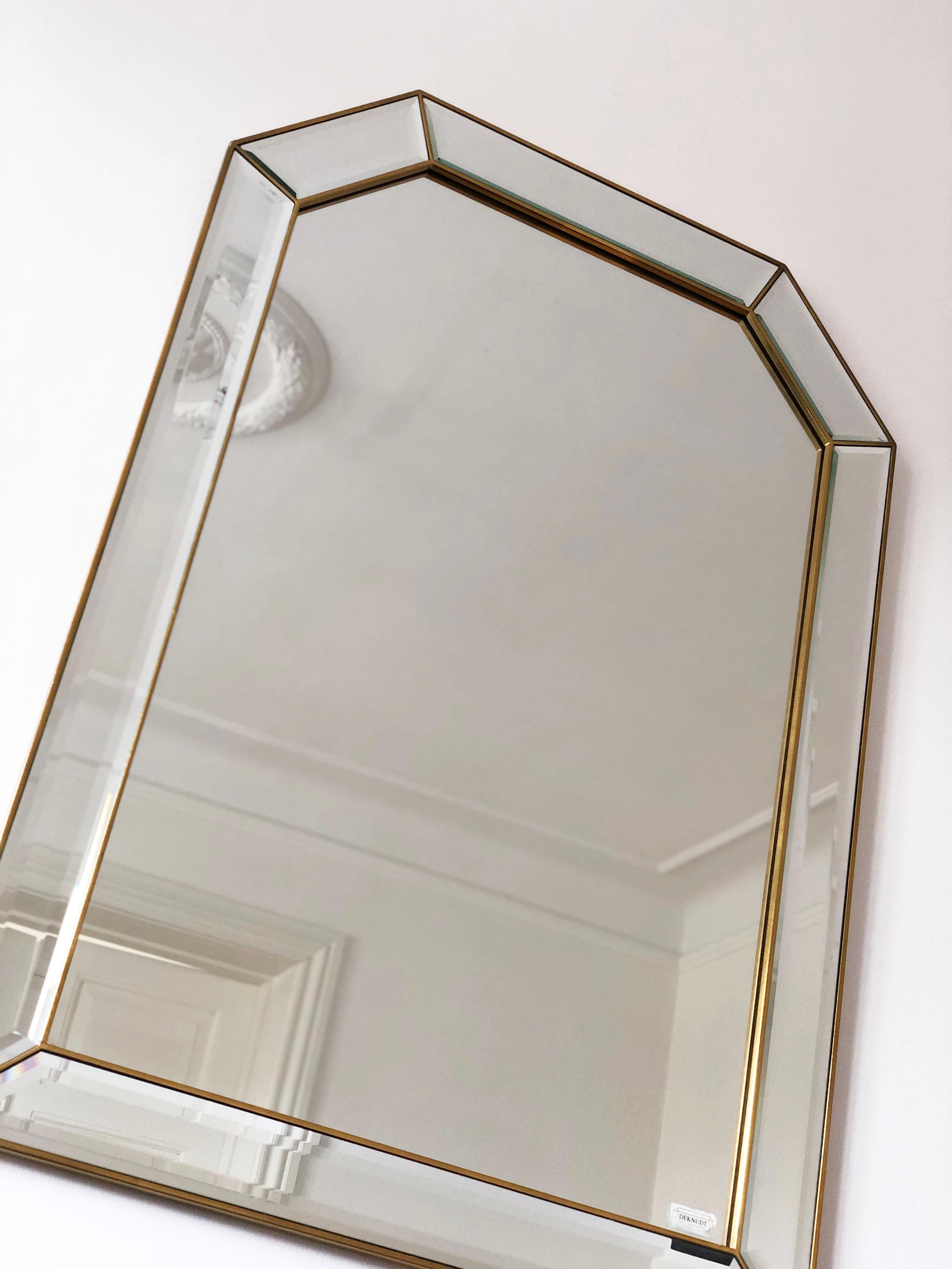 Alluminio Grande specchio Deknudt d'epoca in oro Belgio anni '80 in vendita