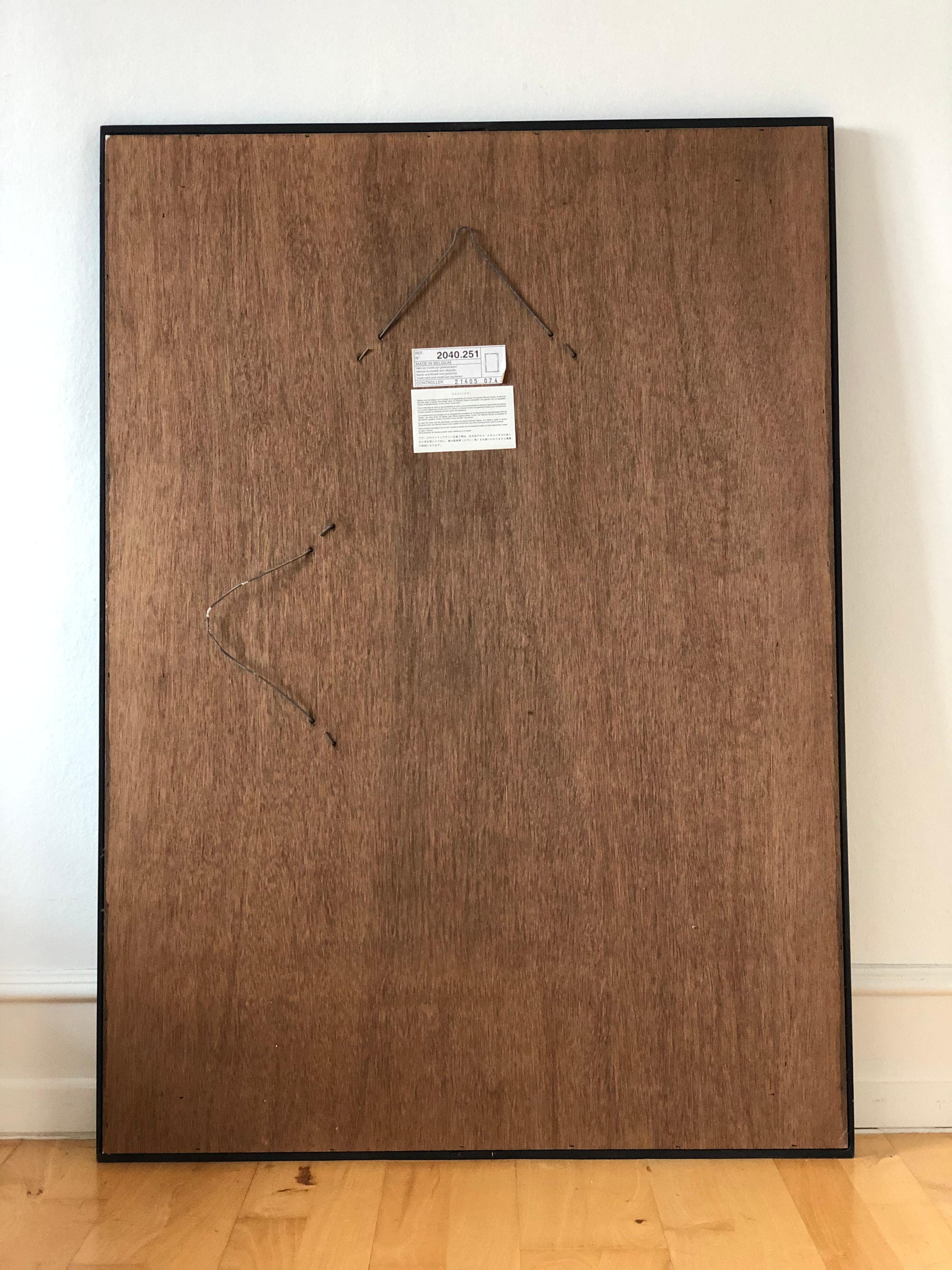 Grande specchio rettangolare vintage Deknudt in argento e nero Belgio anni '80 in vendita 1