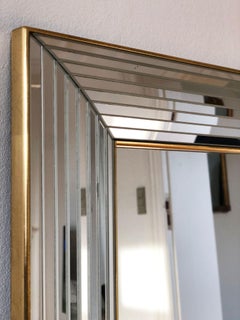 Grande specchio rettangolare vintage Deknudt in argento e oro Belgio anni '80