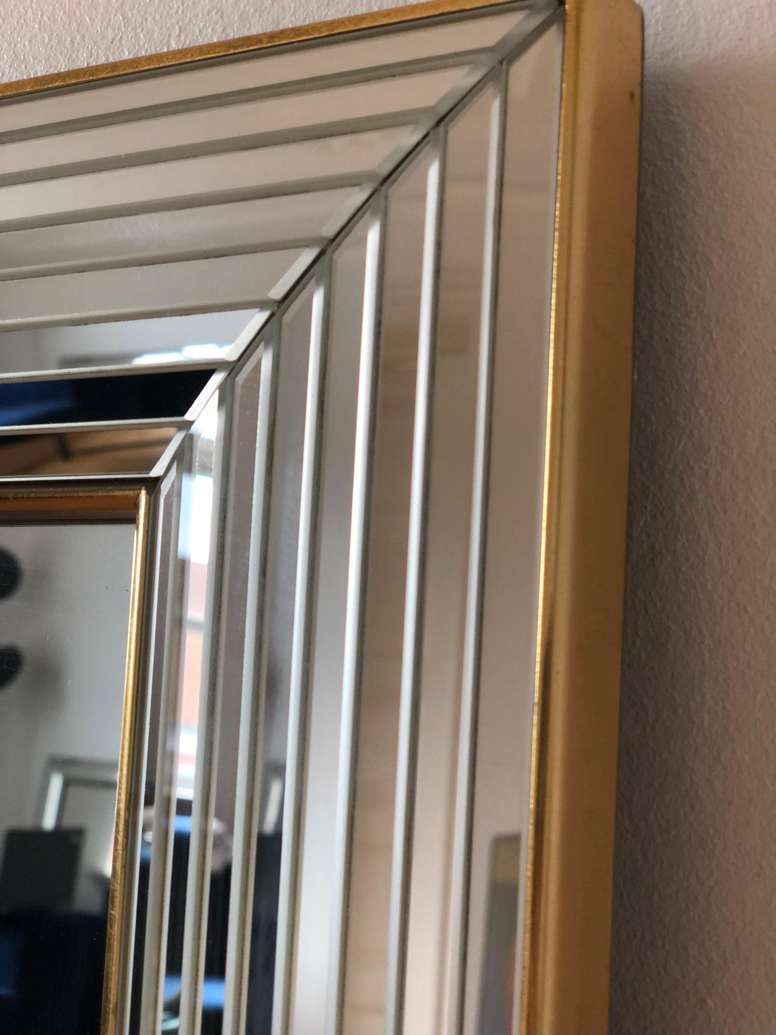 Grande specchio rettangolare vintage Deknudt in argento e oro Belgio anni '80 In condizioni buone in vendita a Sakskøbing, DK