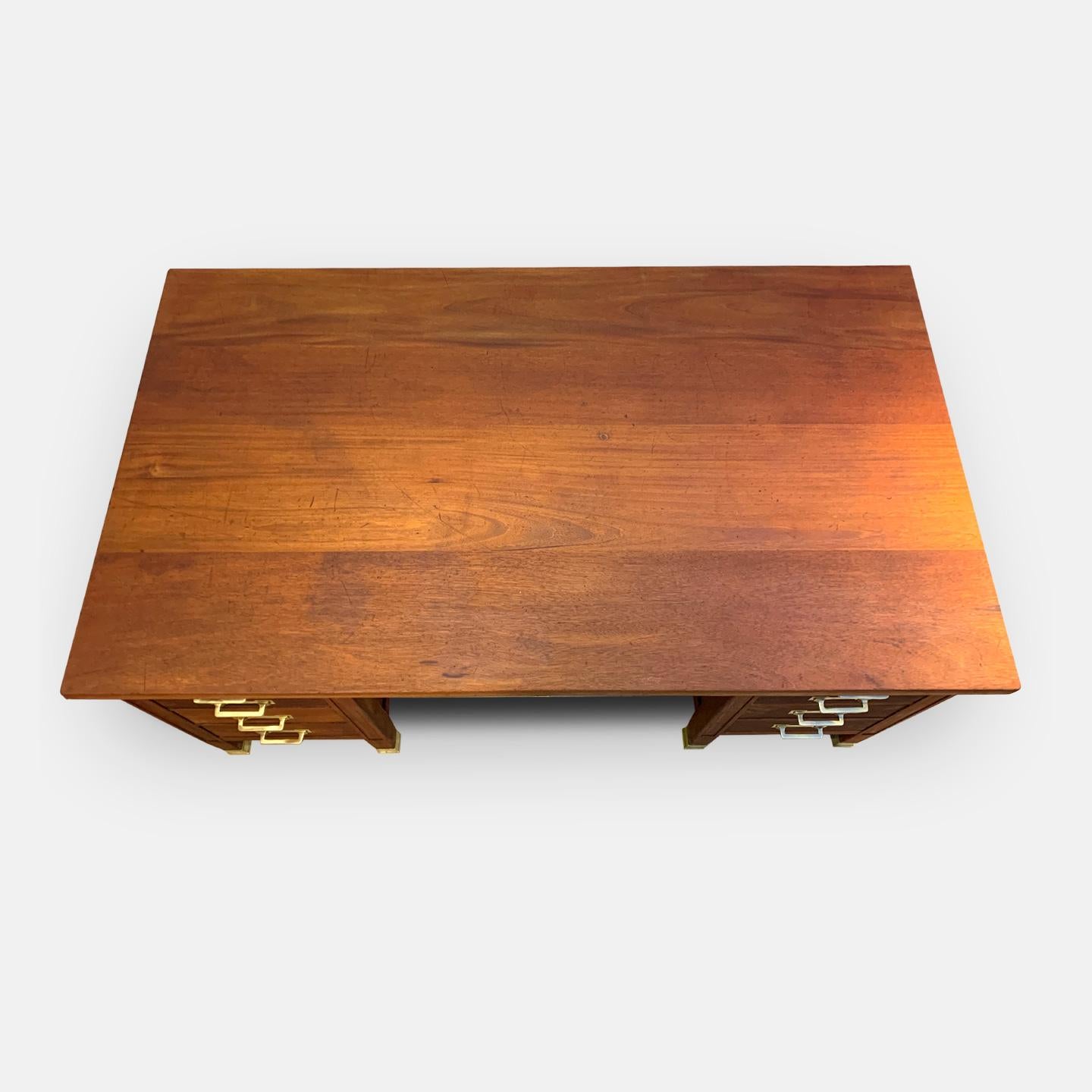 Large vintage double pedestal desk by Globe Wernicke 1931.