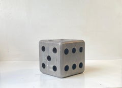 Large Vintage Dice Candleholder in Aluminium, 1980s