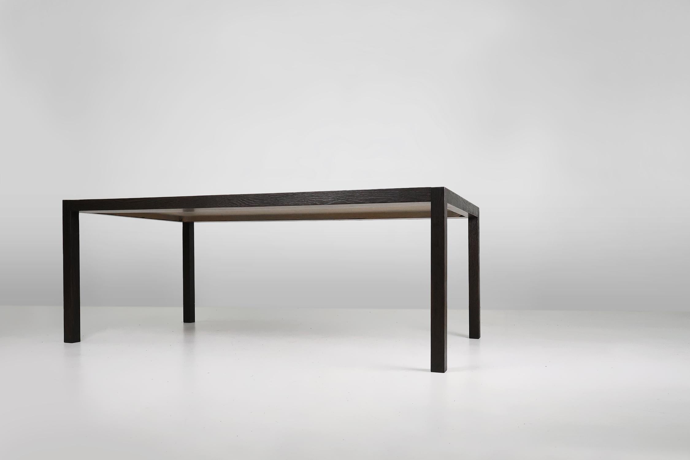 Gran mesa de comedor Vintage de roble ennegrecido, Bélgica ca. 1980 en venta 3