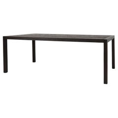 Grande table vintage en chêne noirci, Belgique vers 1980