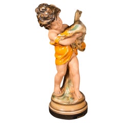 Grande figurine d'exposition vintage anglaise, plâtre, ornement décoratif Art déco