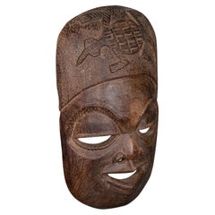 Máscara Vintage Grande, Africana, Madera de Hierro, Tallada a Mano, Ceremonial, Tribal