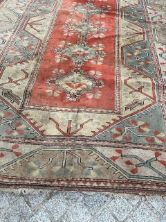 Large vintage distressed Turkish Kars rug