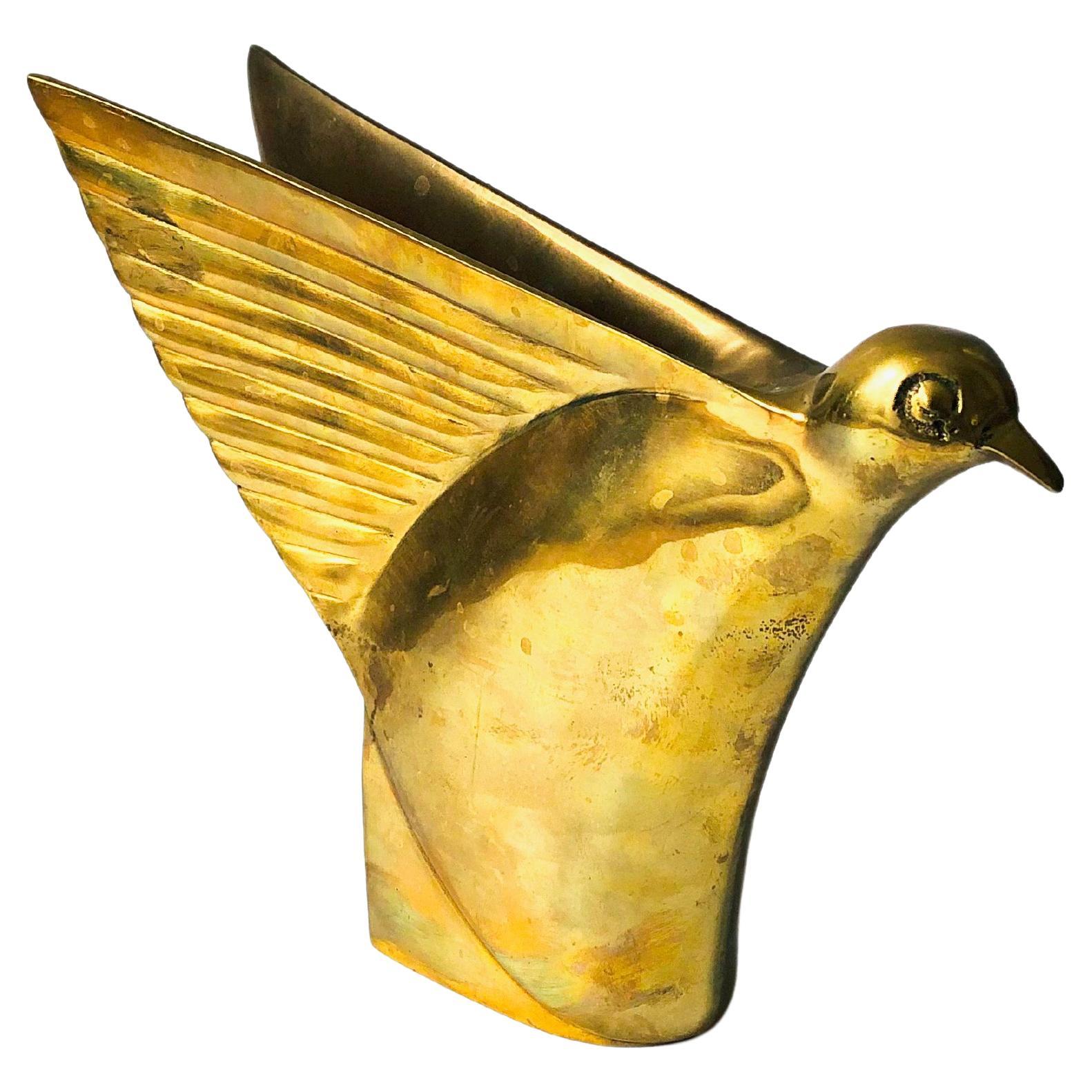 Large Vintage Dolby Cashier Art Deco Brass Bird Sculpture