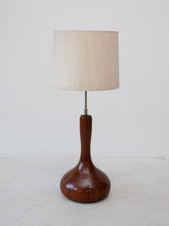 Large Vintage Domus Floor Lamp with Solid Teak Base, 1970s Midcentury Design