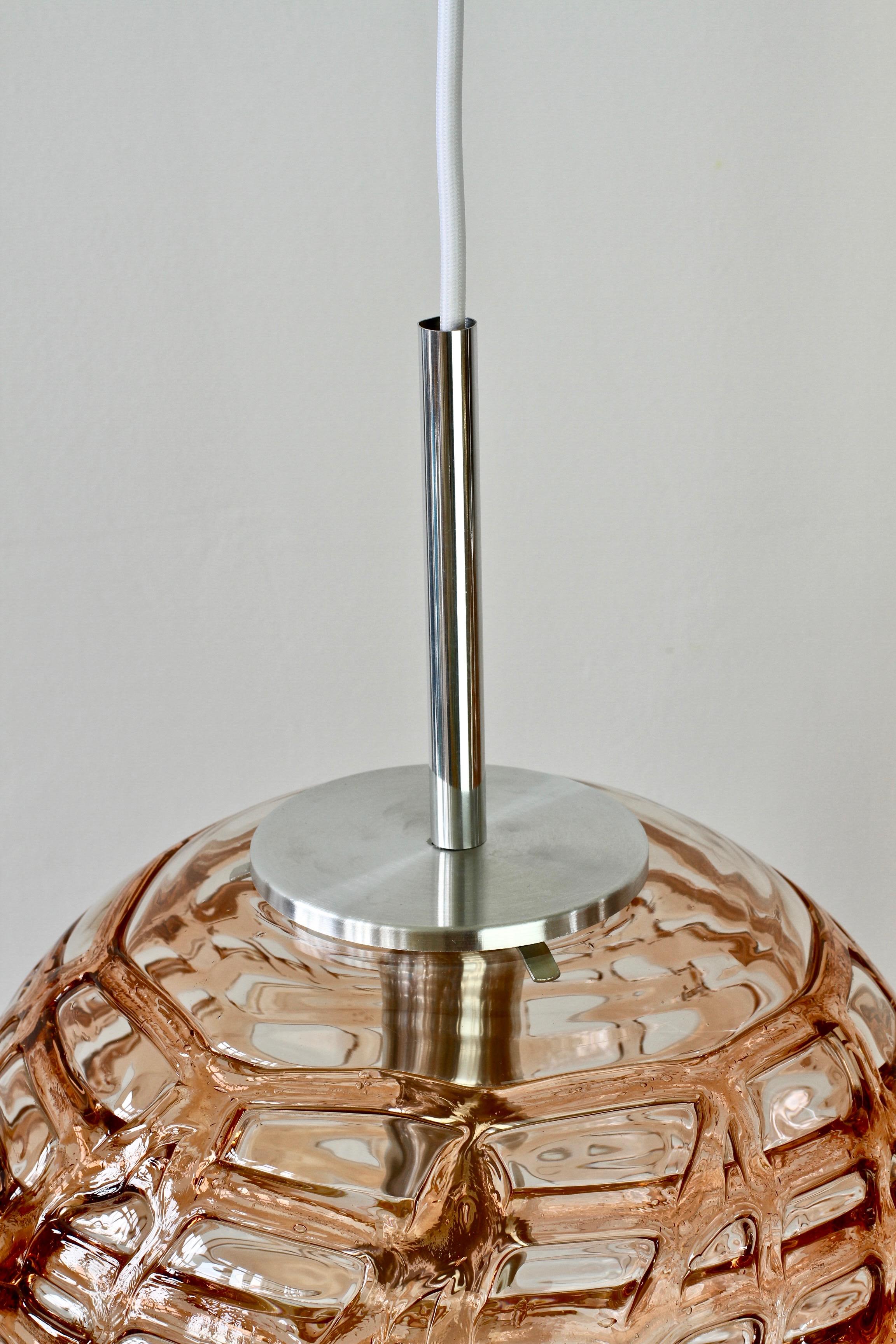  Vintage Doria Leuchten 1960s Pink Murano Glass Globe Pendant Lights / Lamps 2