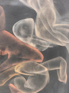 Large Vintage Drifting Biomorphic Abstract Ethereal Painting