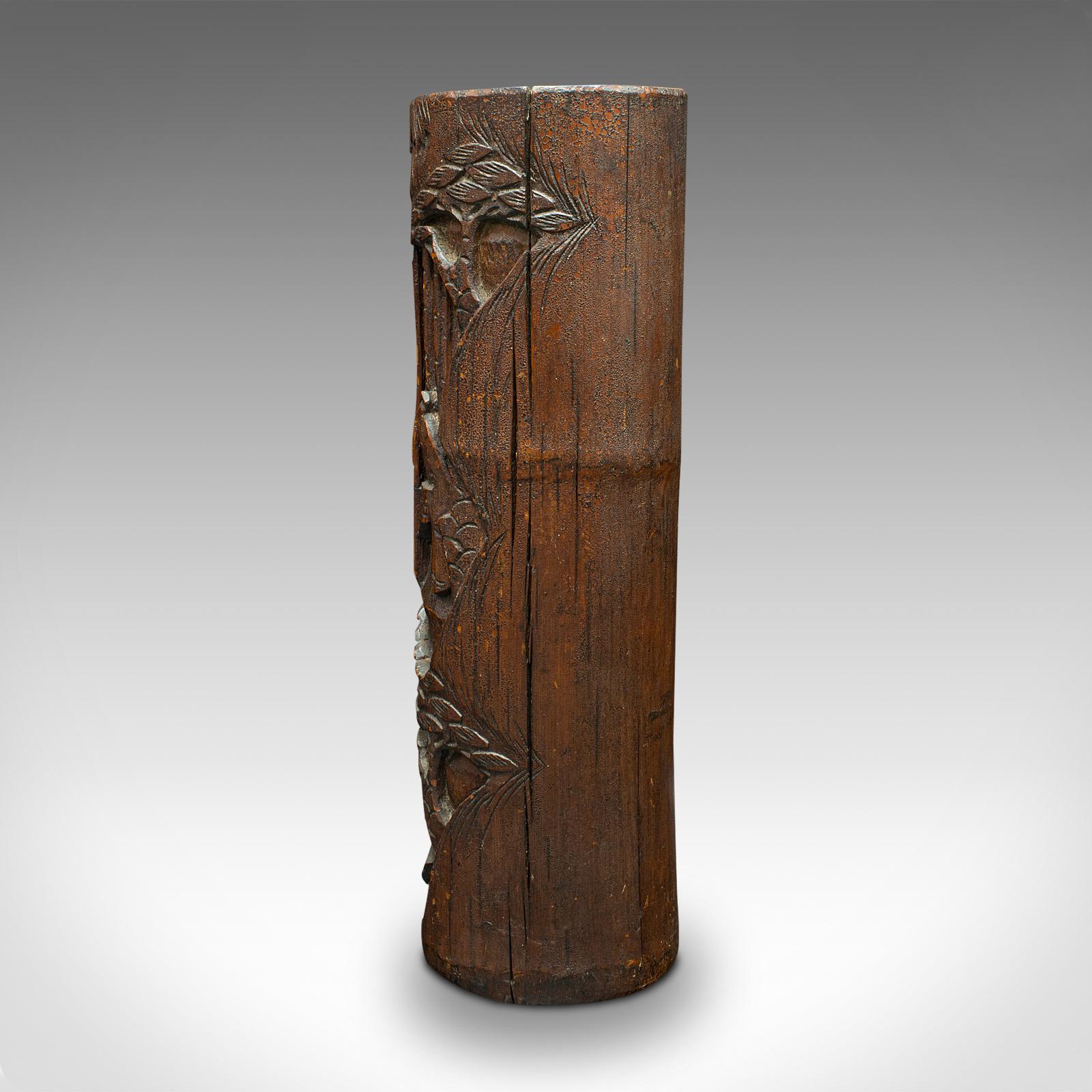 20ième siècle Grand vase à fleurs secs chinois, bambou, pot à pinceaux, Bitong, Art déco en vente