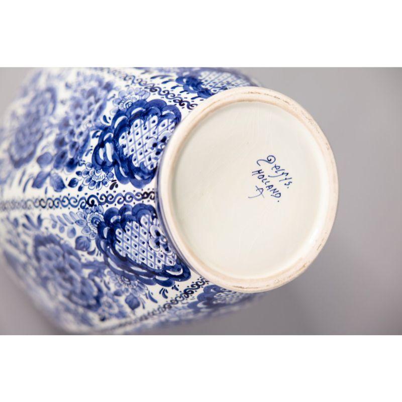 Large Vintage Dutch Delft Faience Chinoiserie Lidded Bird Vase 4