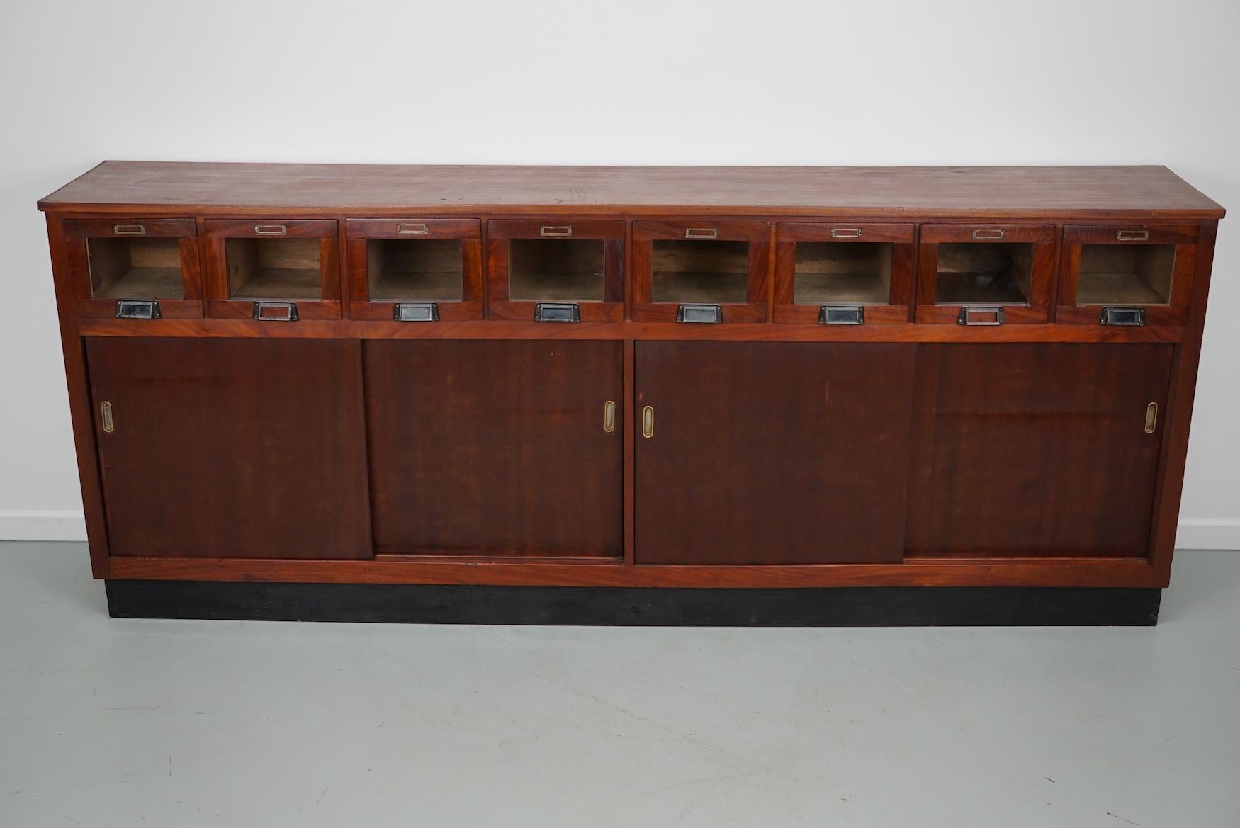 Large Vintage Dutch Mahogany Haberdashery Shop Cabinet, 1950s For Sale 12