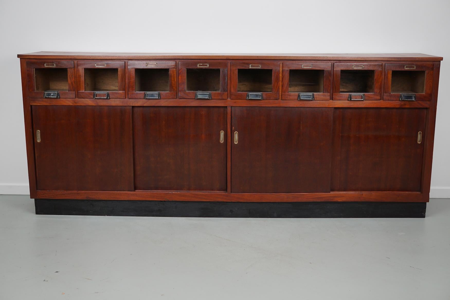 Large Vintage Dutch Mahogany Haberdashery Shop Cabinet, 1950s For Sale 13