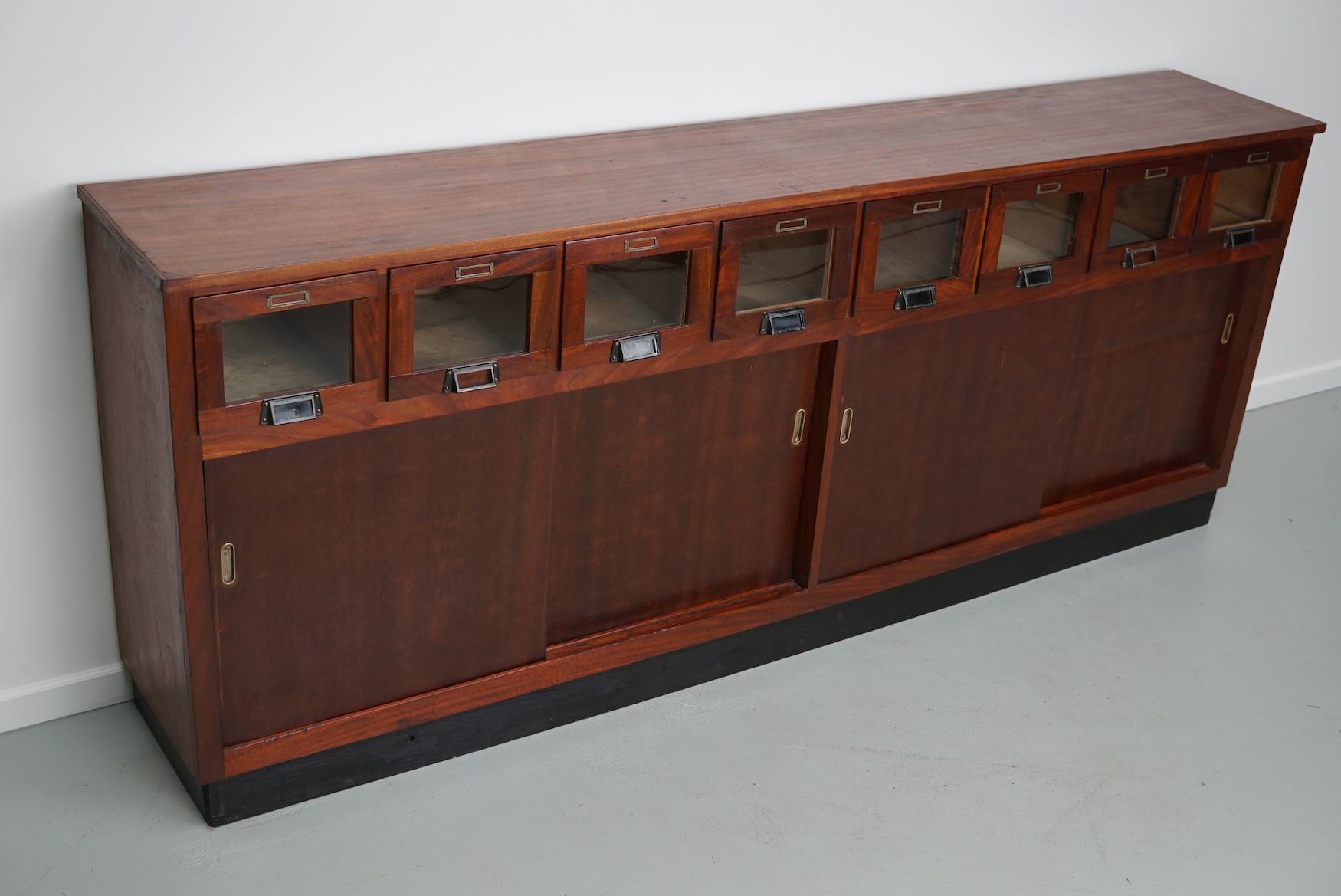 Large Vintage Dutch Mahogany Haberdashery Shop Cabinet, 1950s For Sale 3