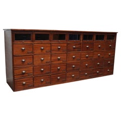 Large Vintage Dutch Oak and Mahogany Haberdashery Shop Cabinet, 1940s