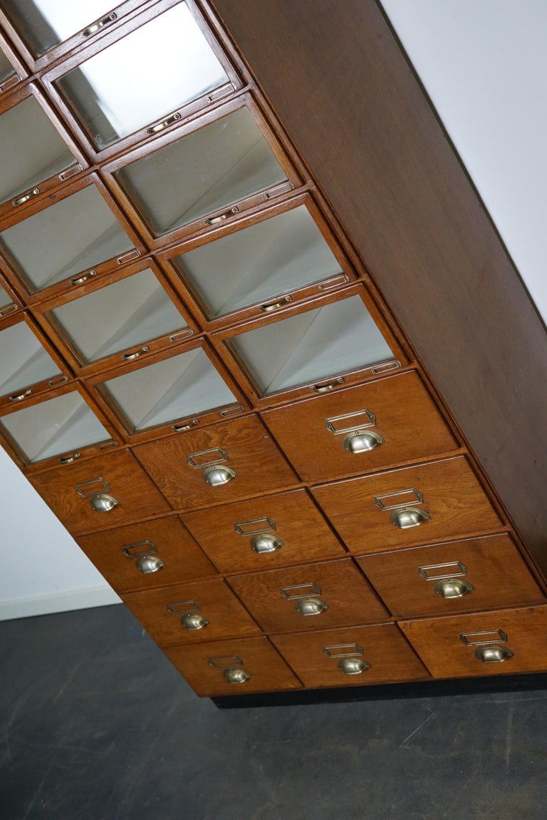 Large Vintage Dutch Oak Haberdashery Shop Cabinet, 1930s For Sale 5
