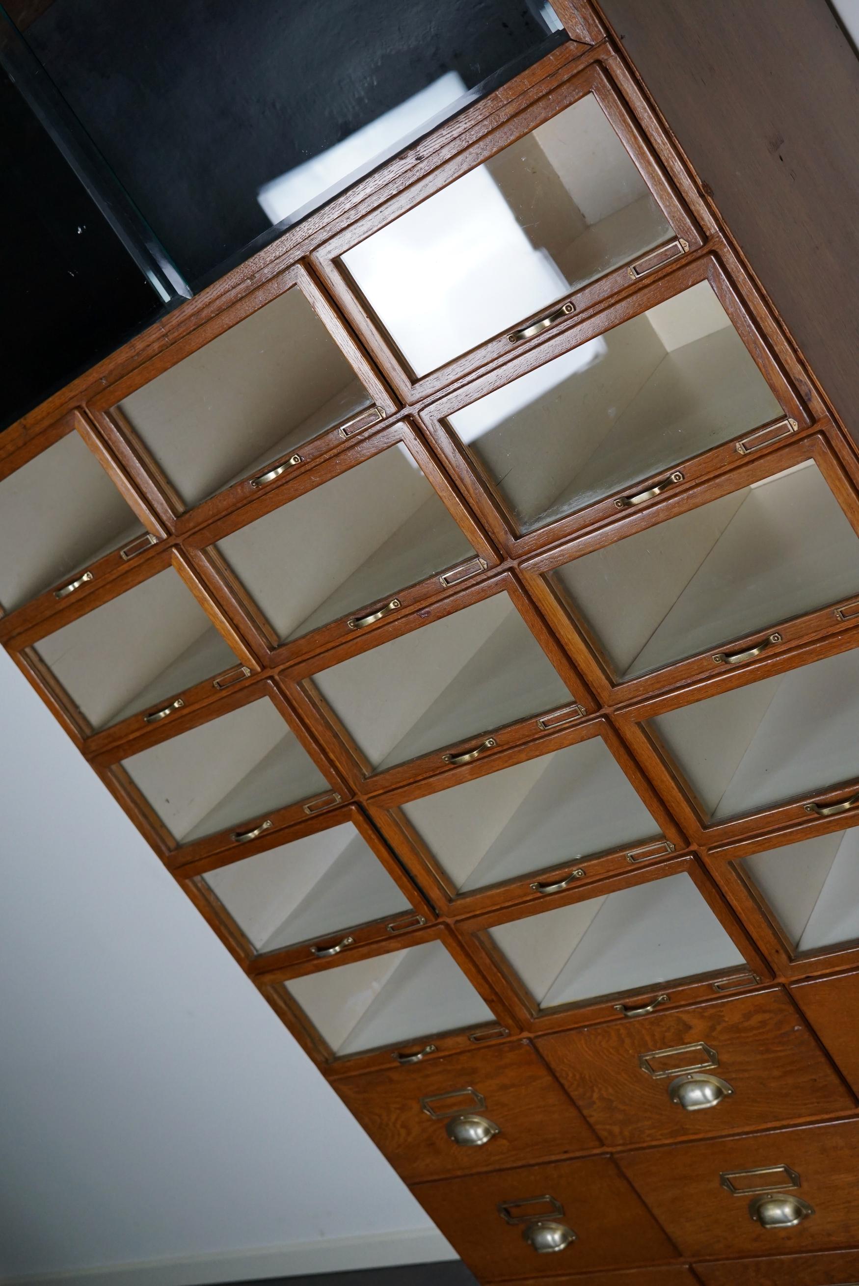 Large Vintage Dutch Oak Haberdashery Shop Cabinet, 1930s For Sale 6
