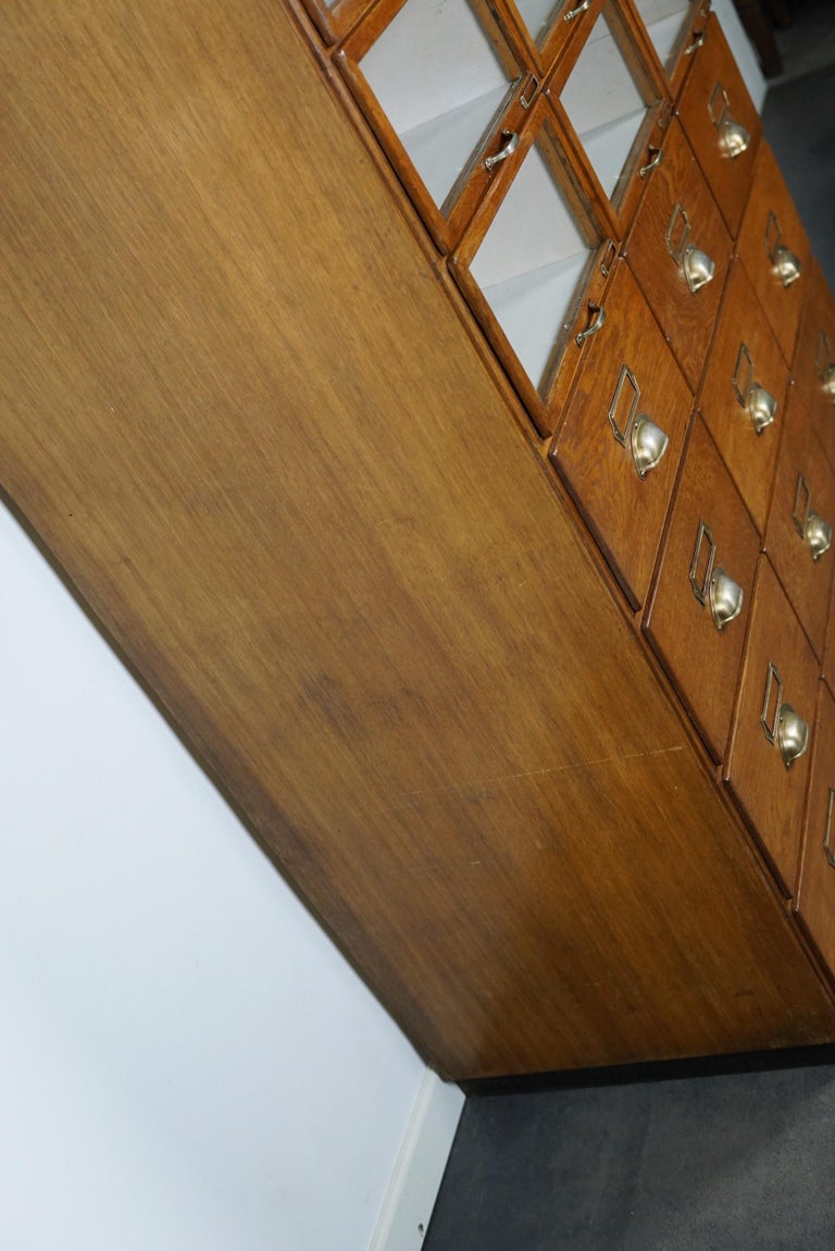 Large Vintage Dutch Oak Haberdashery Shop Cabinet, 1930s For Sale 11