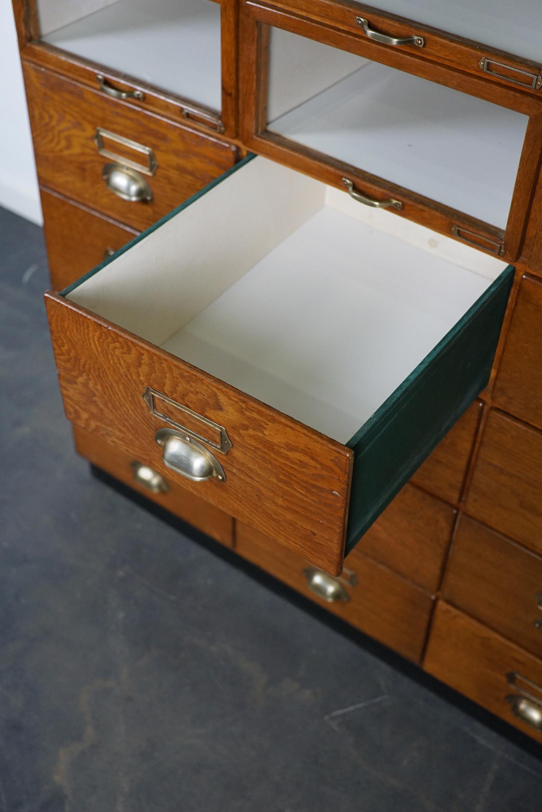 Large Vintage Dutch Oak Haberdashery Shop Cabinet, 1930s For Sale 11