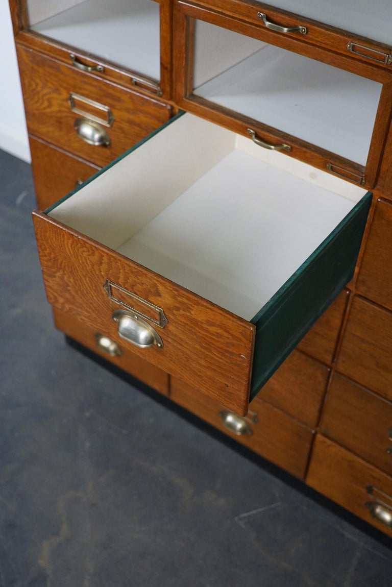 Large Vintage Dutch Oak Haberdashery Shop Cabinet, 1930s For Sale 13