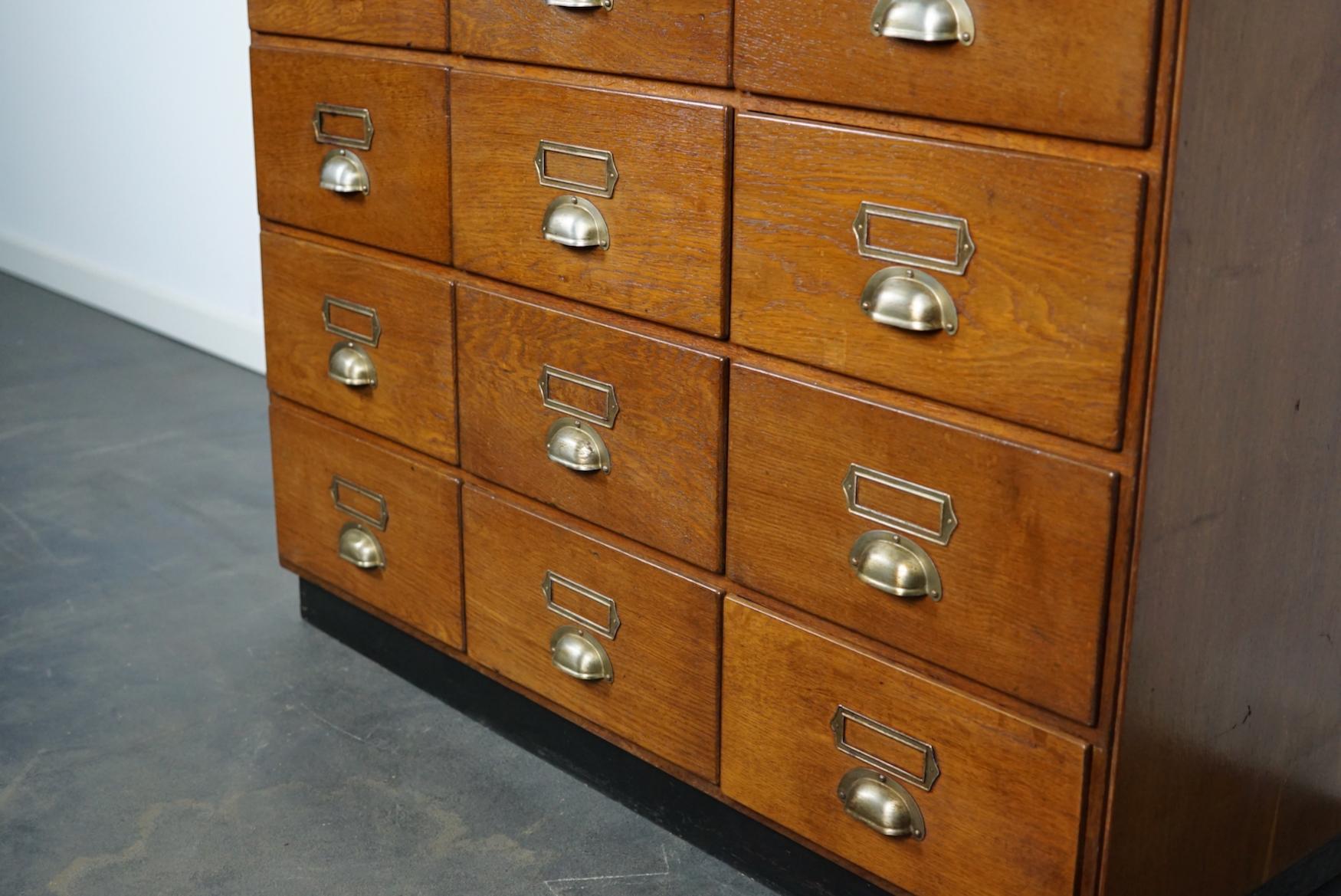 Large Vintage Dutch Oak Haberdashery Shop Cabinet, 1930s For Sale 12