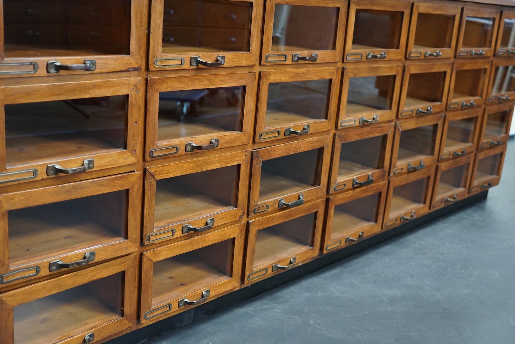 Industrial Large Vintage Dutch Oak Haberdashery Shop Cabinet, 1930s