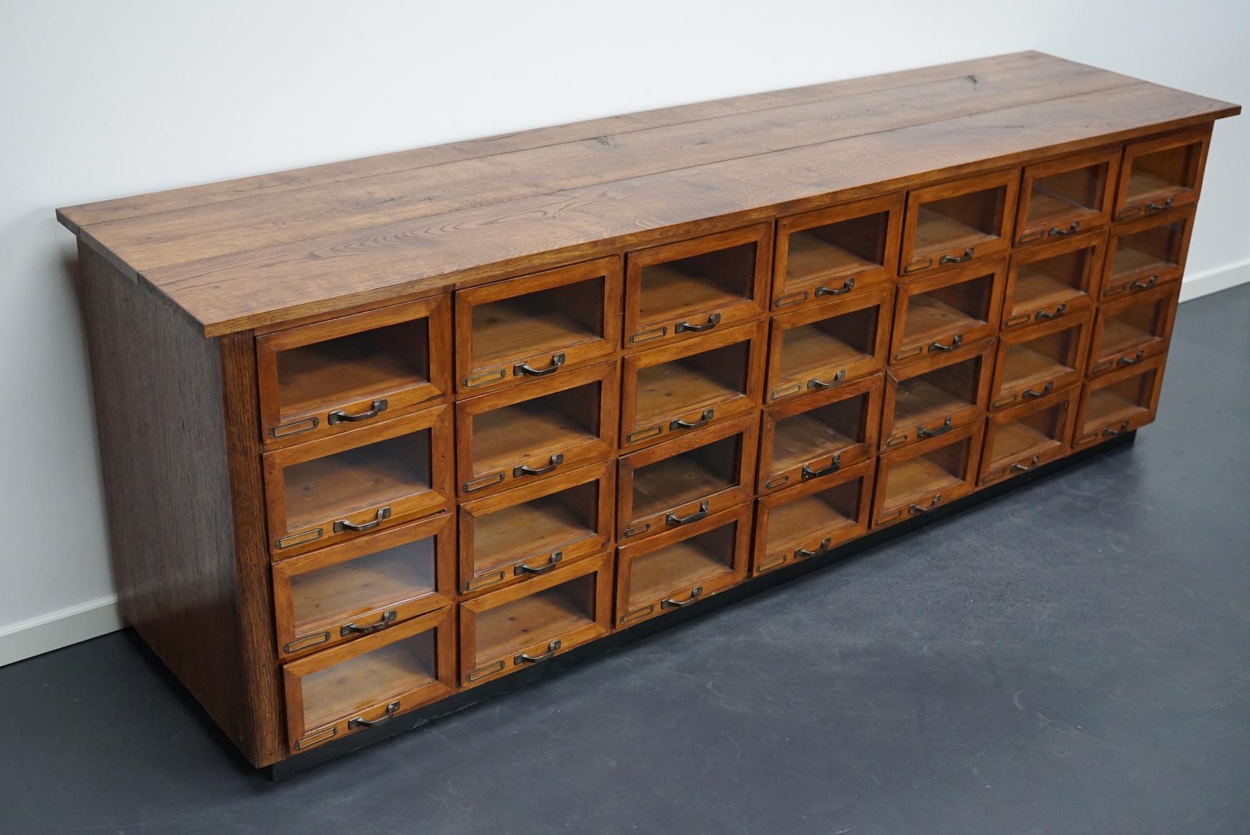Large Vintage Dutch Oak Haberdashery Shop Cabinet, 1930s 1