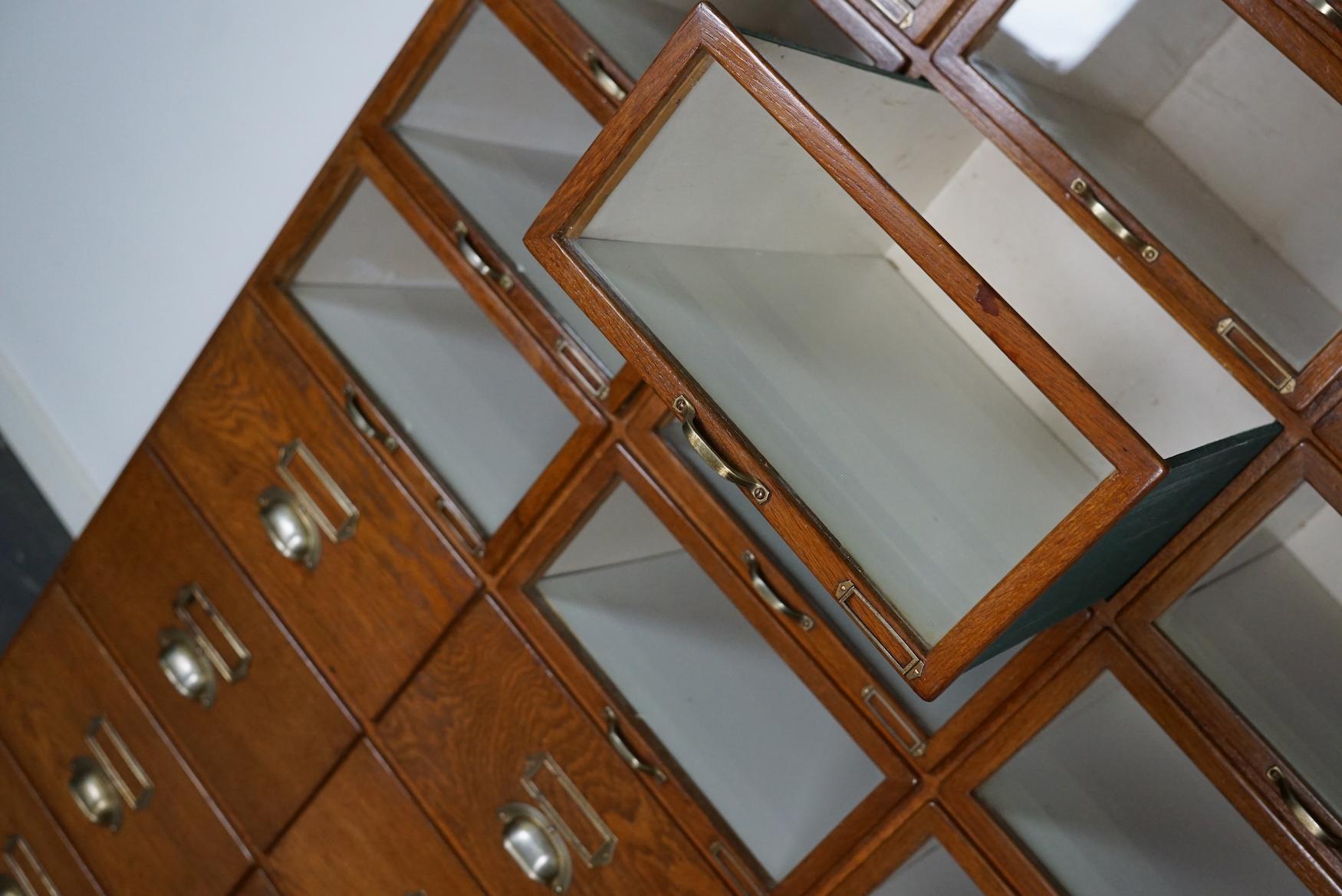 Large Vintage Dutch Oak Haberdashery Shop Cabinet, 1930s For Sale 1