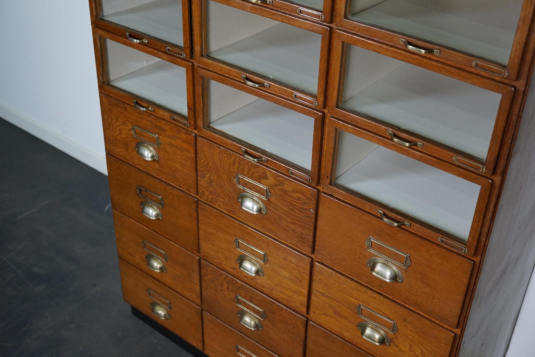 Large Vintage Dutch Oak Haberdashery Shop Cabinet, 1930s For Sale 2