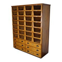 Large Vintage Dutch Oak Haberdashery Shop Cabinet, Mid-Century