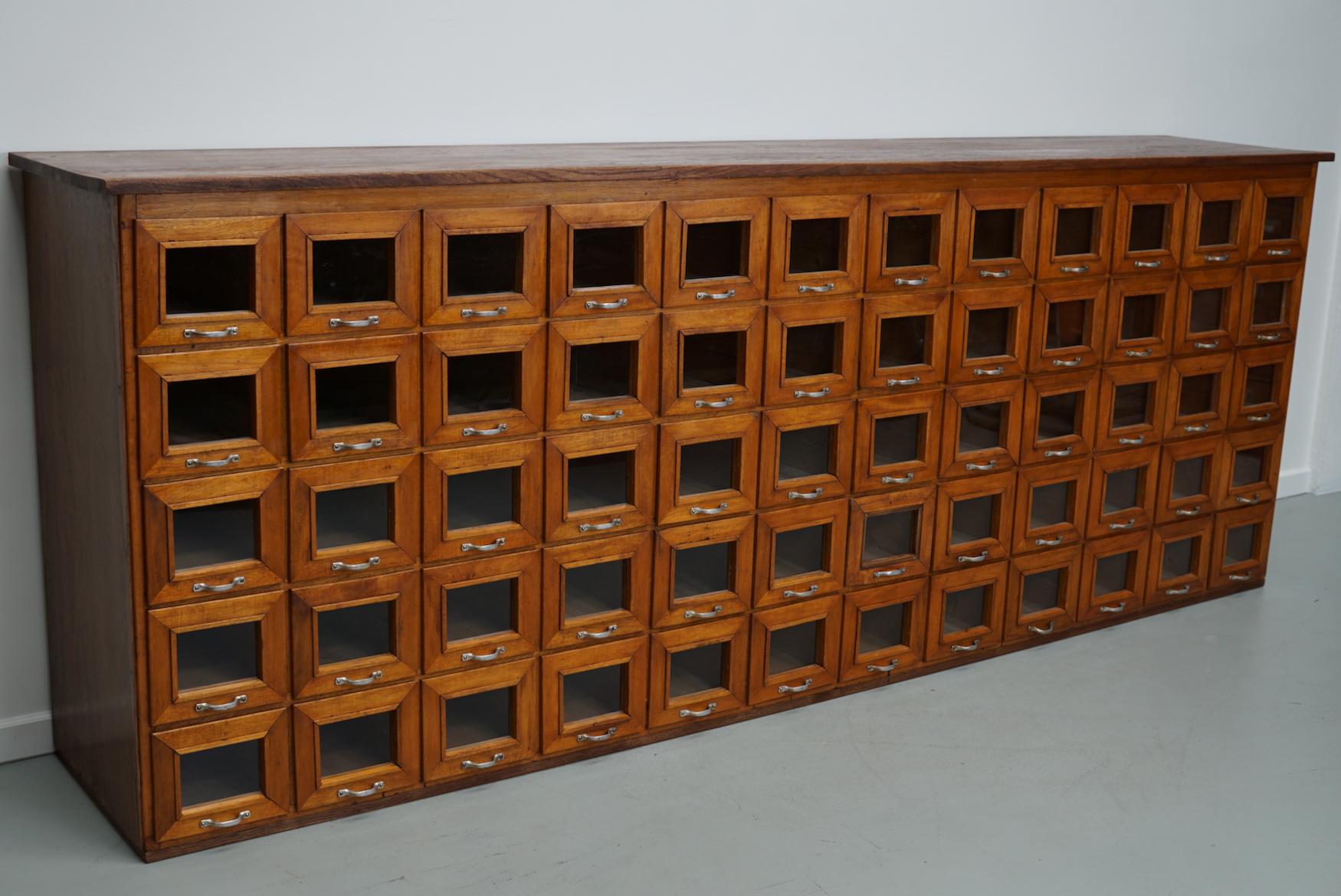 Large Vintage Dutch Oak Haberdashery Shop Cabinet / Vitrine, 1950s 5