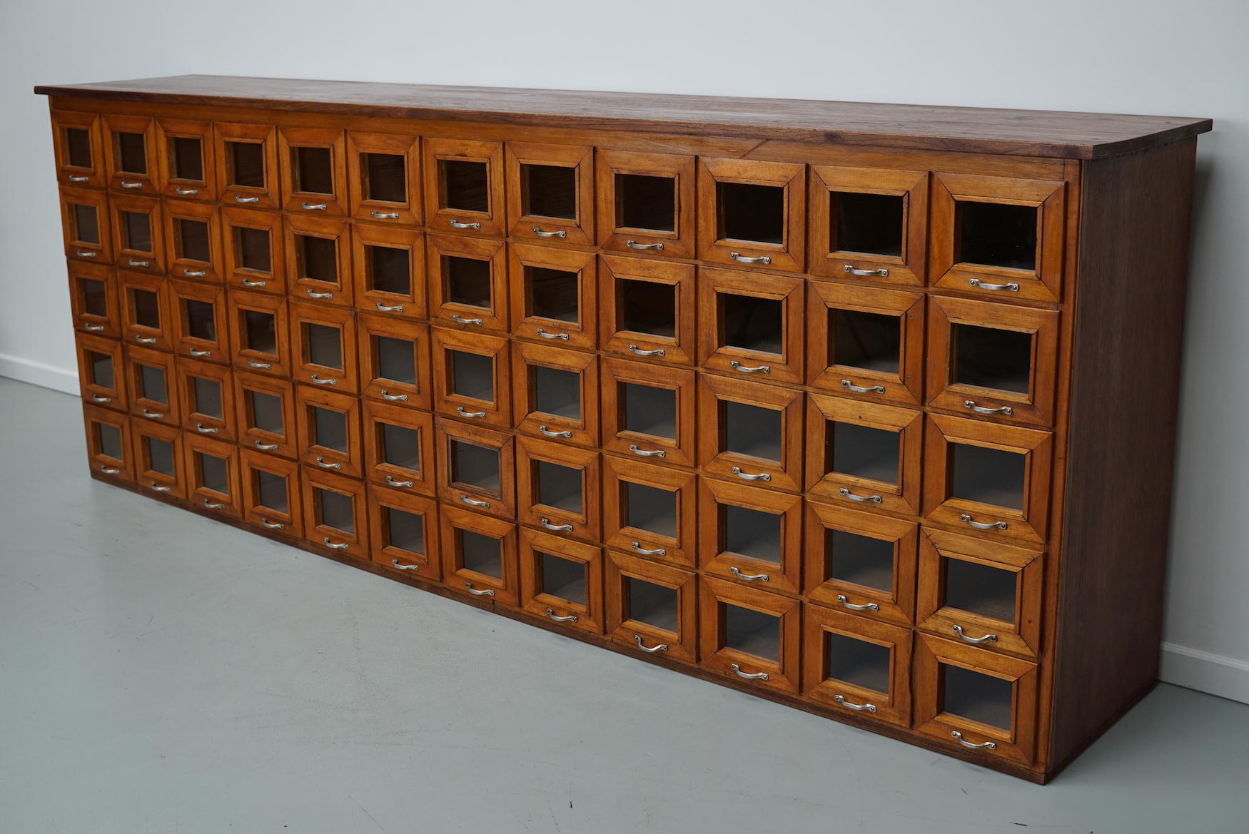 Large Vintage Dutch Oak Haberdashery Shop Cabinet / Vitrine, 1950s 3