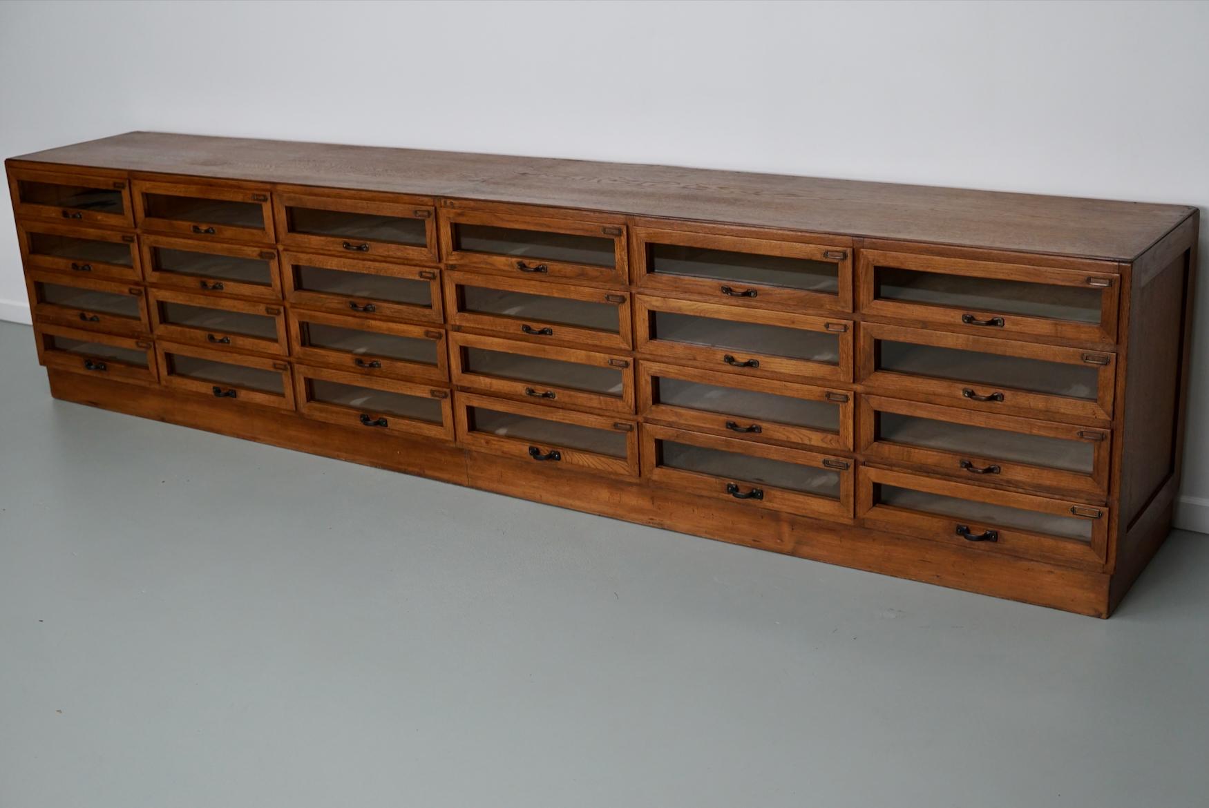 Large Vintage Dutch Oak Haberdashery Shop Cabinet / Vitrine, 1950s For Sale 4