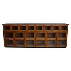 Large Vintage Dutch Oak Haberdashery Shop Cabinet / Vitrine, 1950s