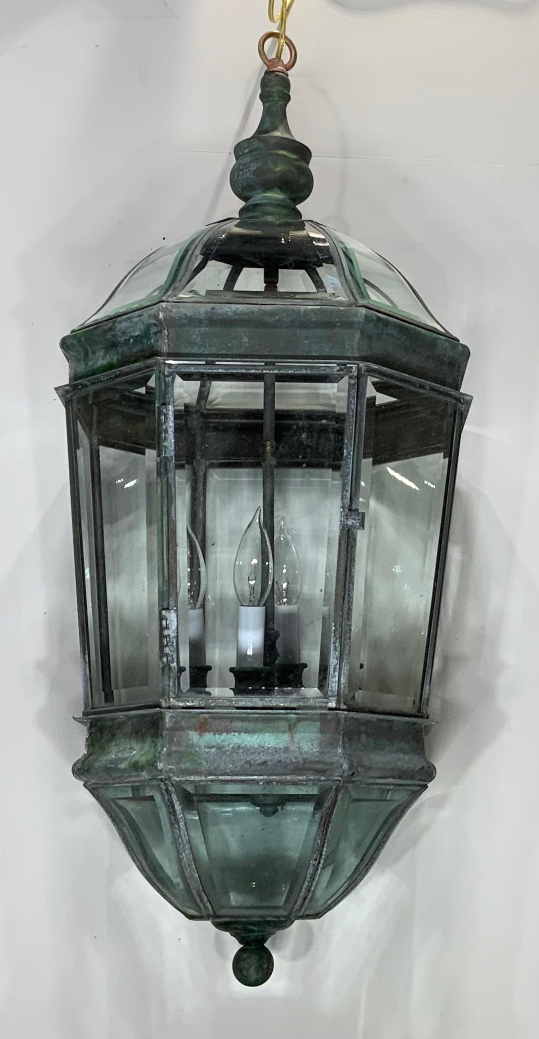 Large Vintage Eight Sides Handcrafted Quality Solid Brass Hanging Lantern 5