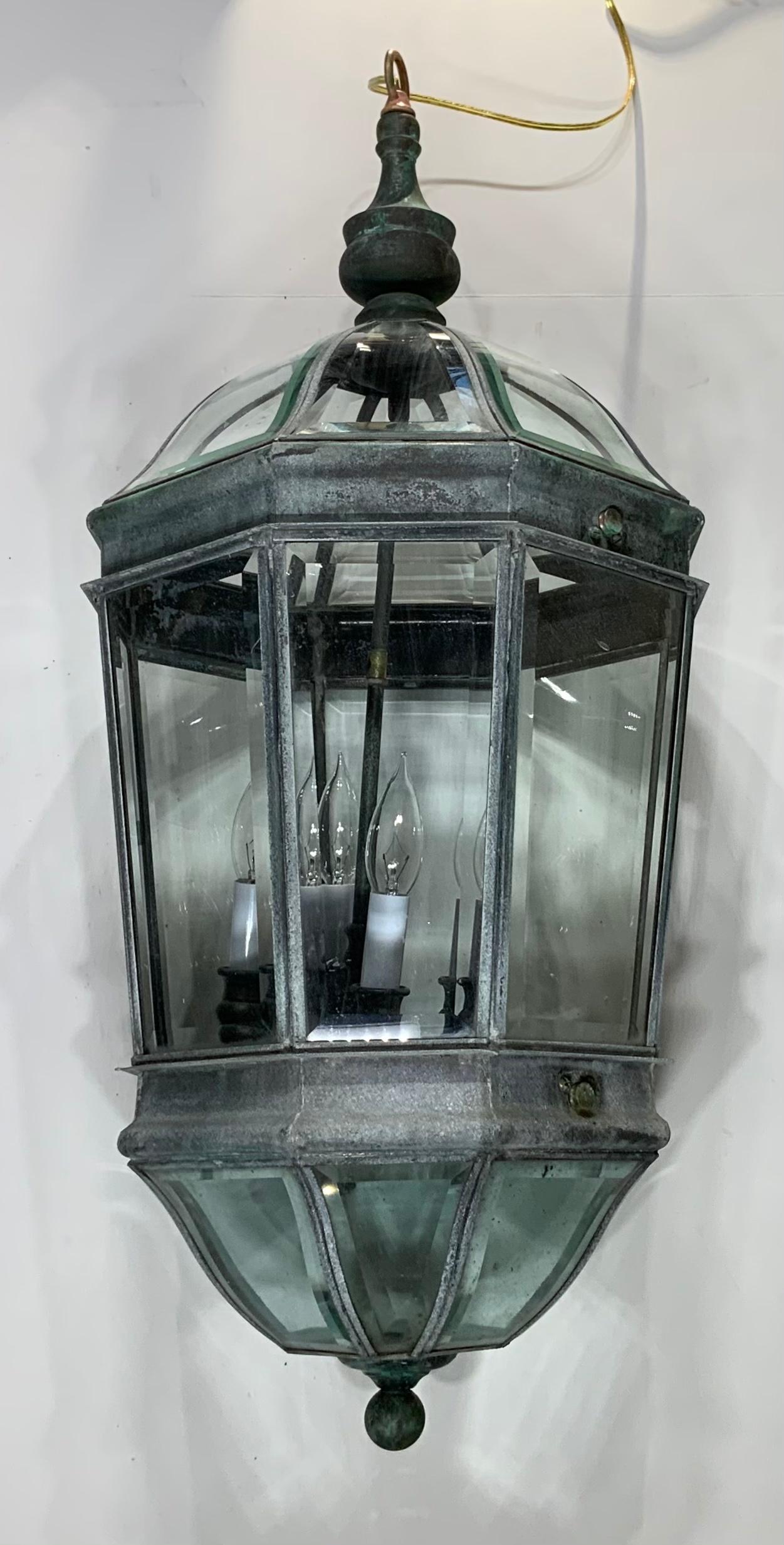 Large Vintage Eight Sides Handcrafted Quality Solid Brass Hanging Lantern 3
