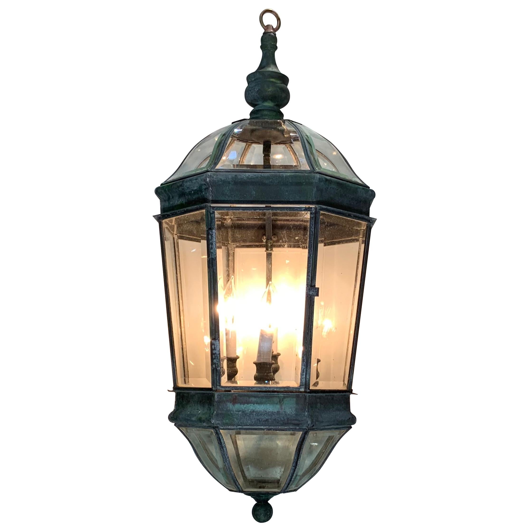 Large Vintage Eight Sides Handcrafted Quality Solid Brass Hanging Lantern