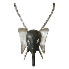 Large Vintage Elephant Pendant Necklace