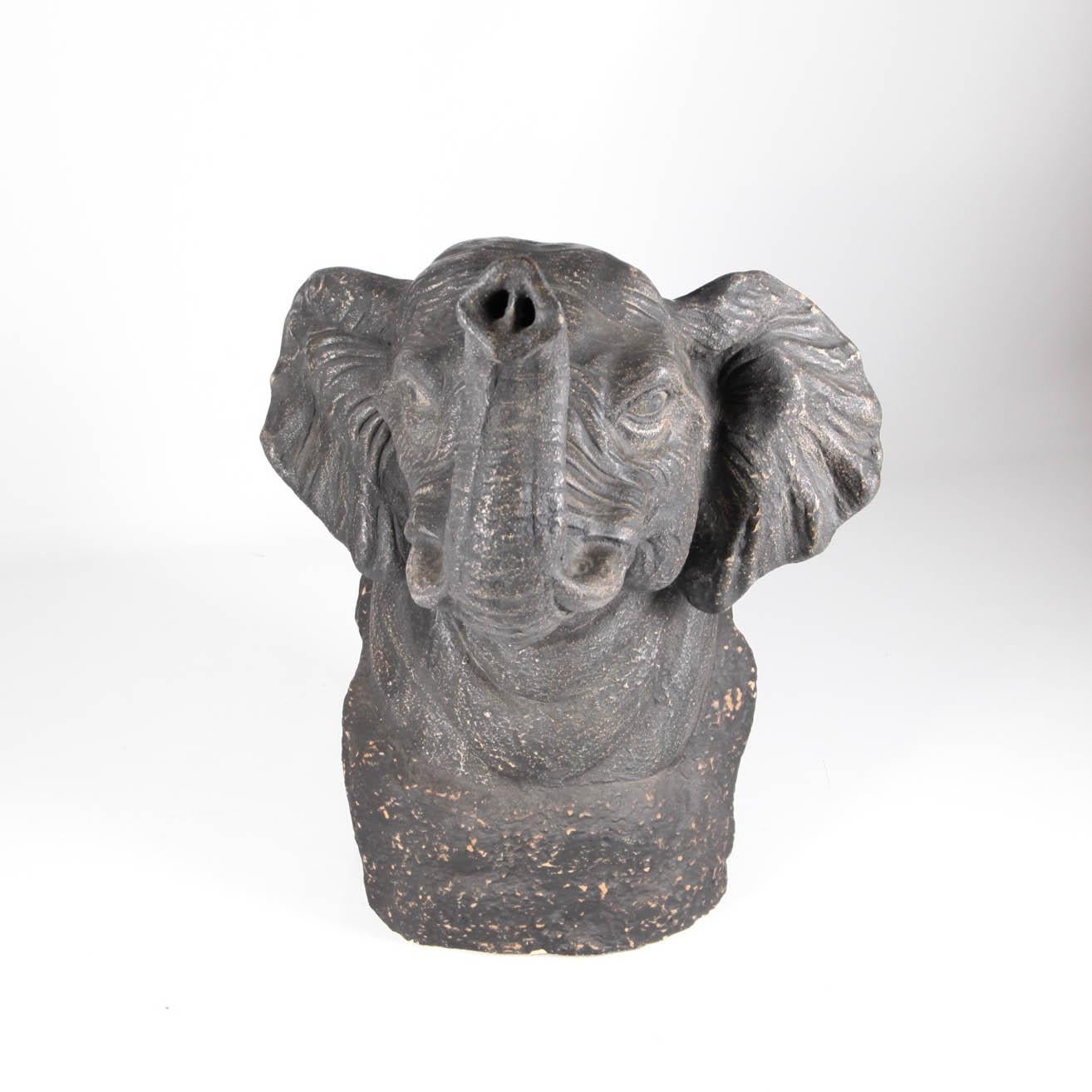 Large Vintage Elephant Terracotta Sculpture For Sale 4
