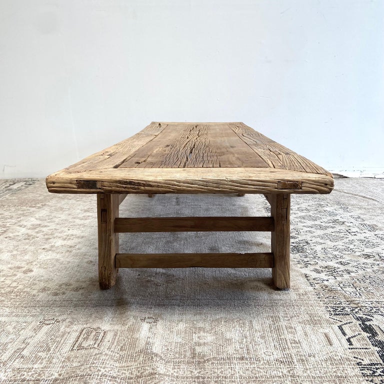 Large Vintage Elm Wood Coffee Table For Sale at 1stDibs
