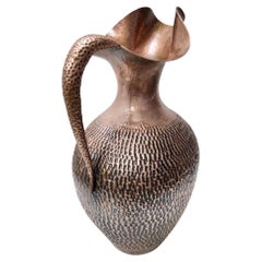 Large Vintage Embossed Copper Pitcher Vase by Egidio Casagrande, Italy