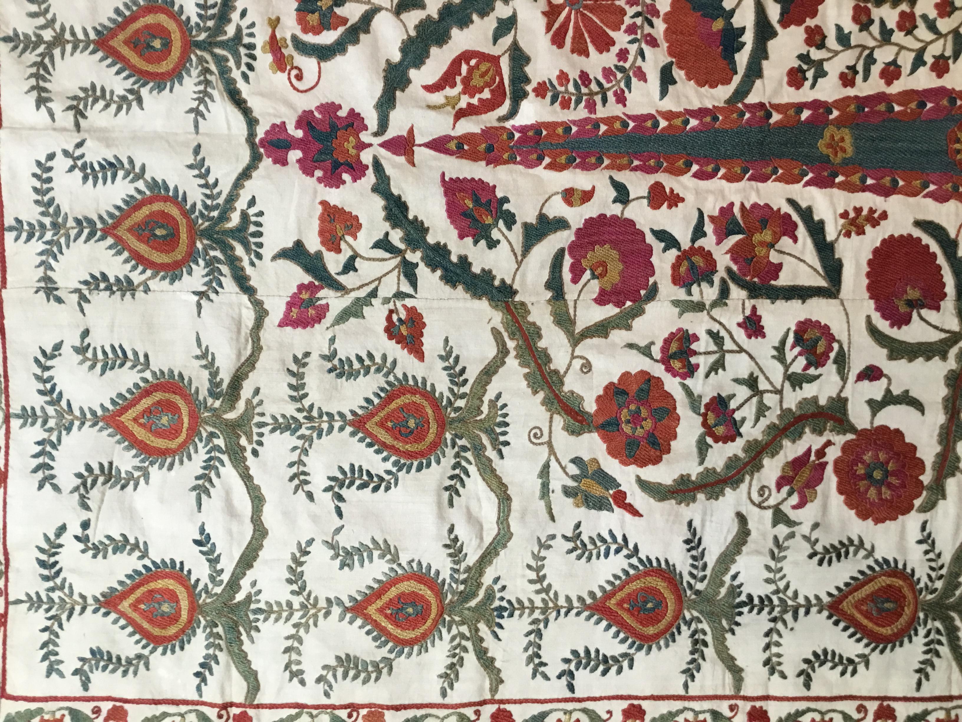 Large Vintage Embroidery Suzani Textile 6