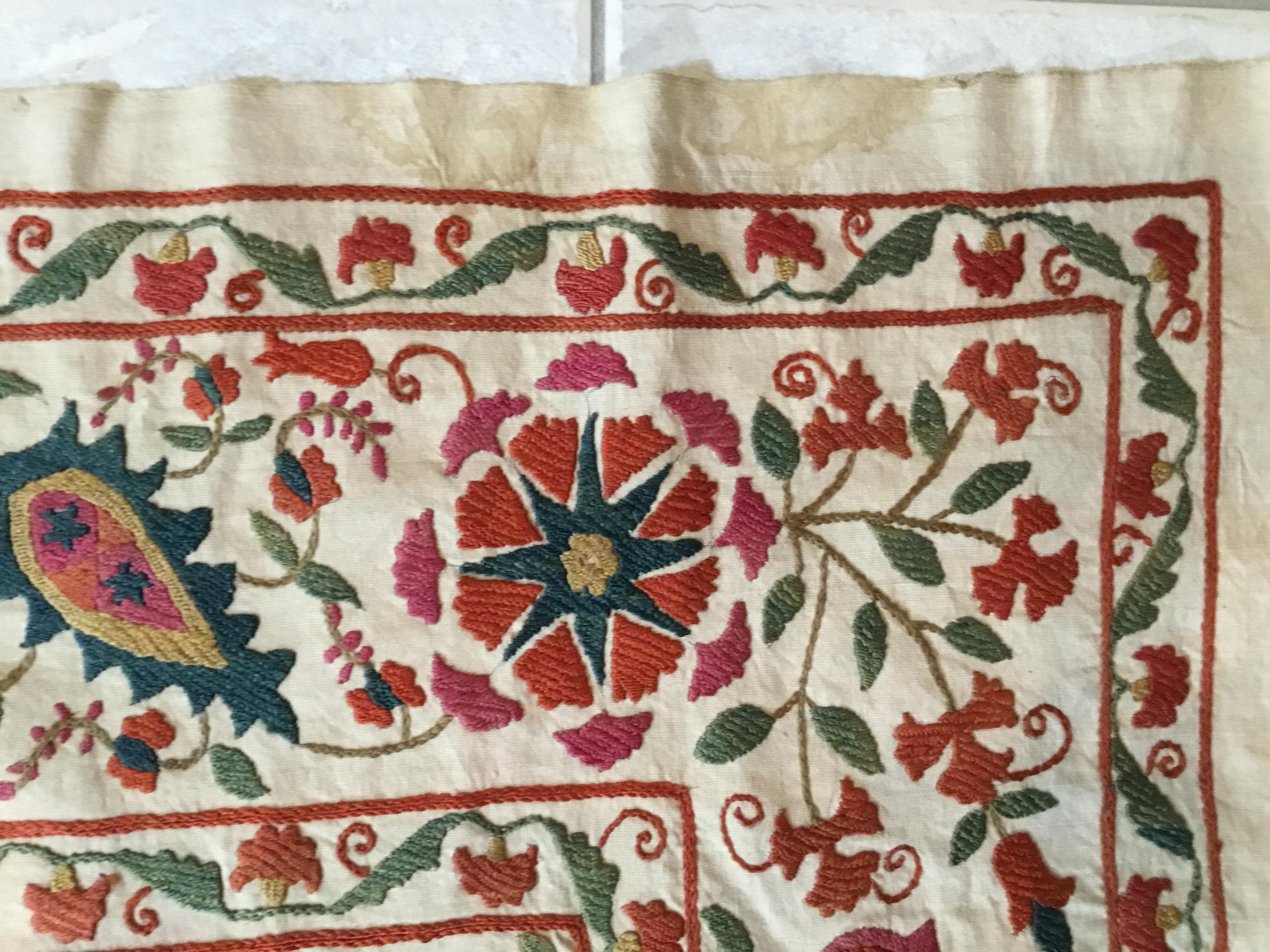 Large Vintage Embroidery Suzani Textile 11