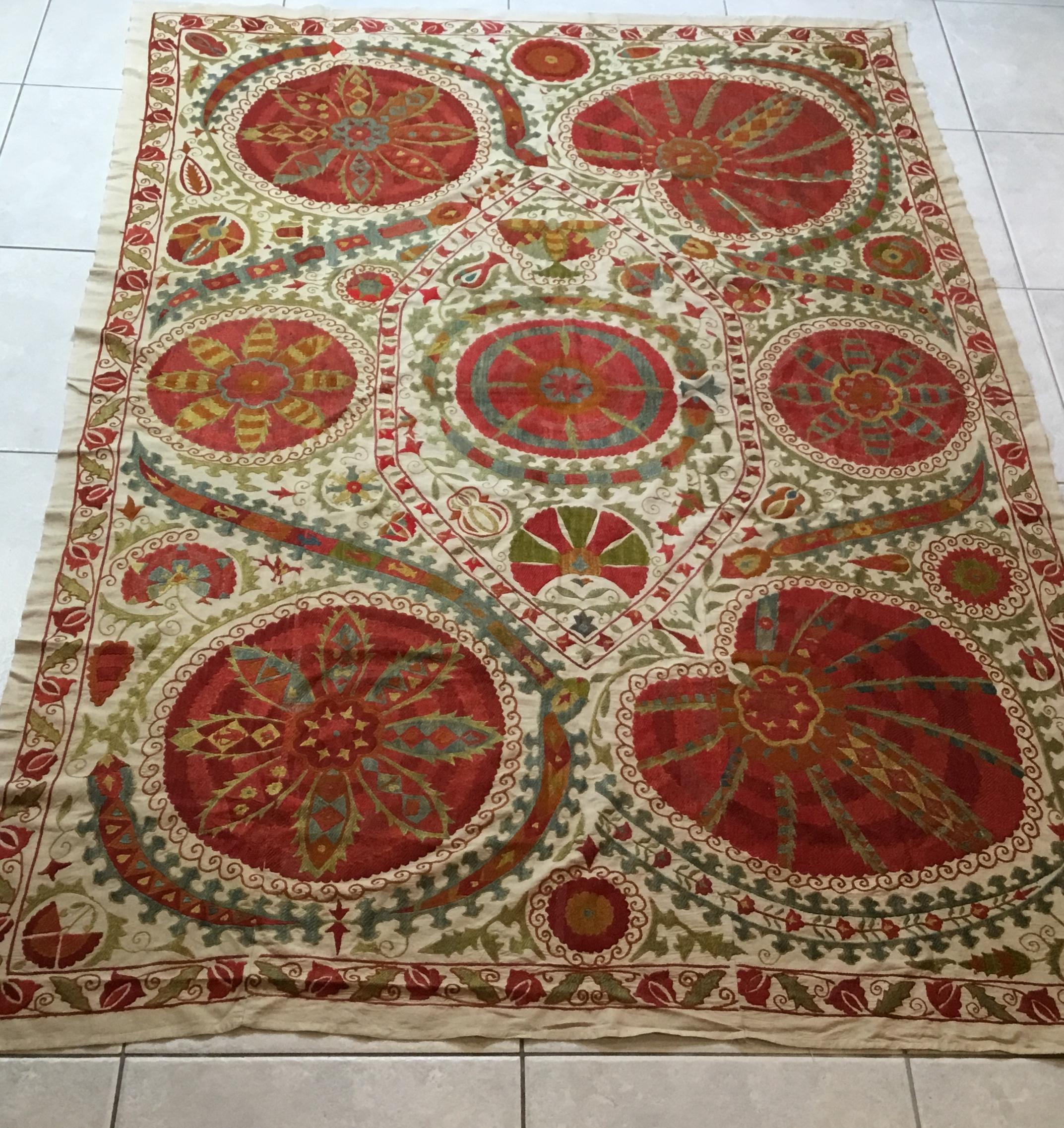 Uzbek Large Vintage Embroidery Suzani Textile