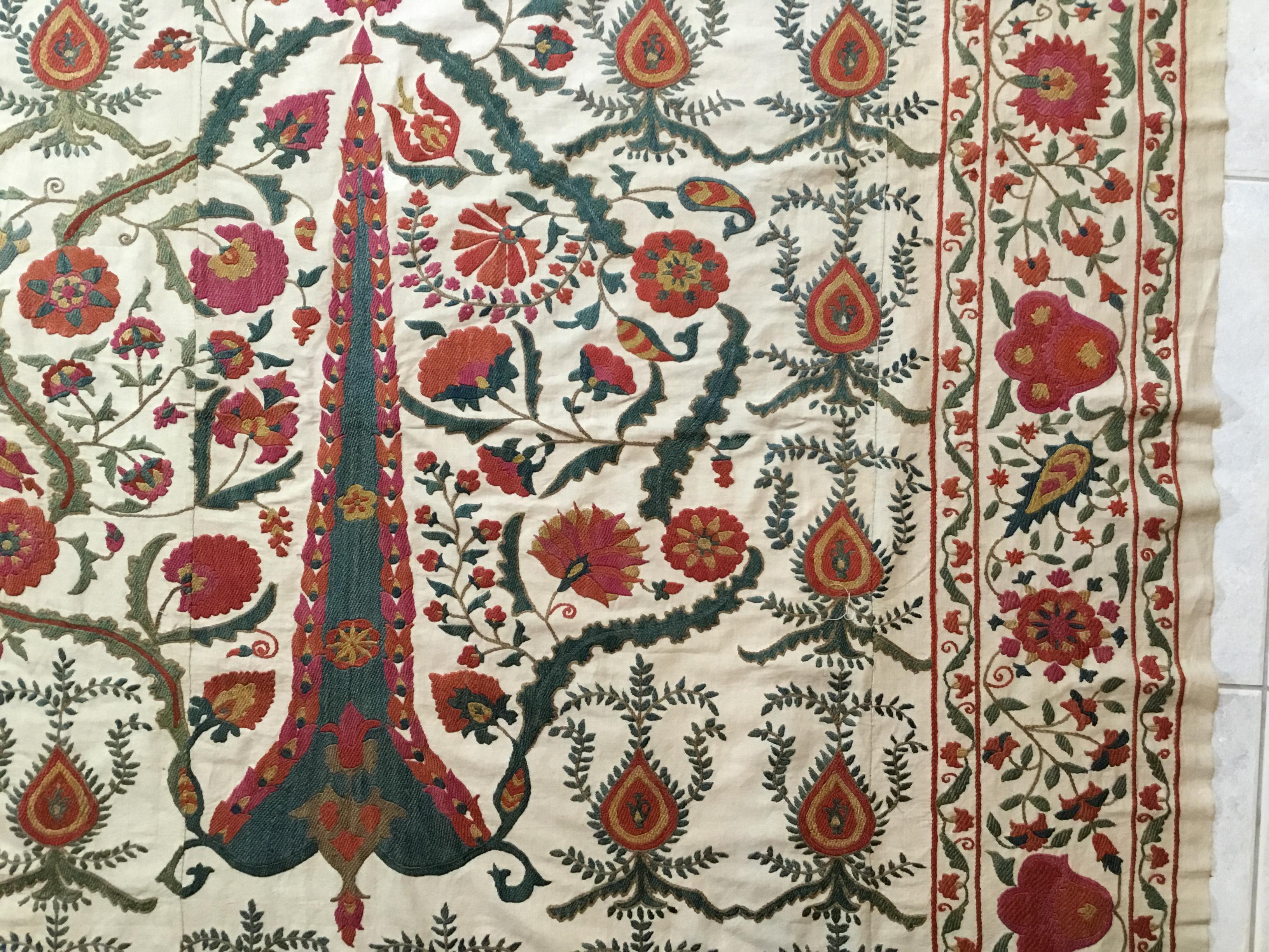 Mid-20th Century Large Vintage Embroidery Suzani Textile