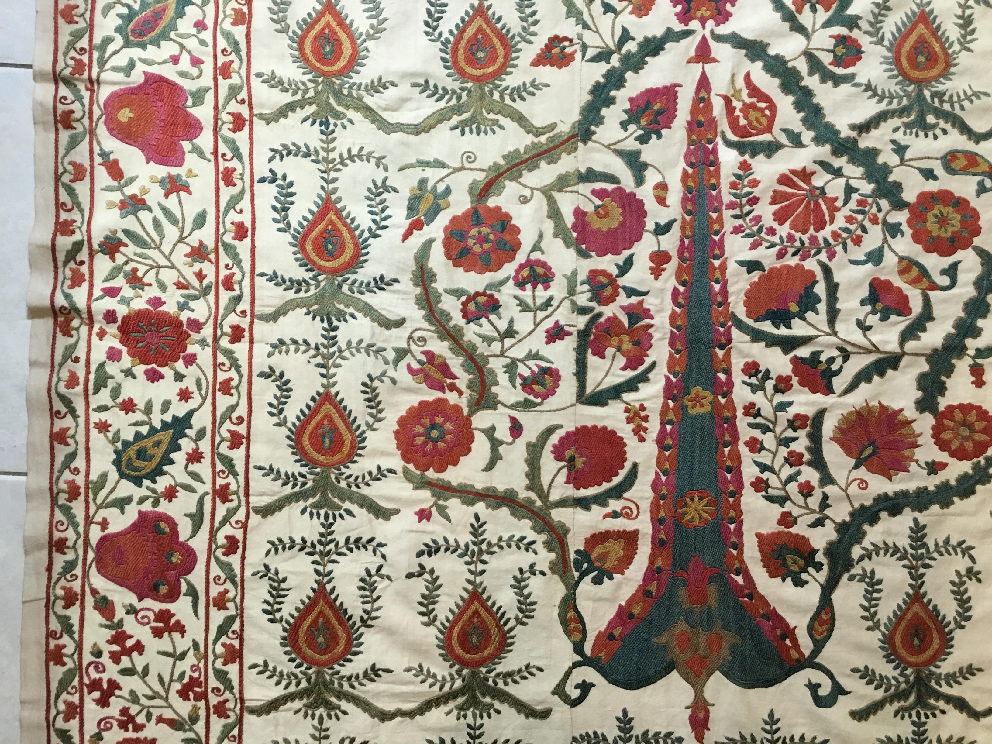 Cotton Large Vintage Embroidery Suzani Textile