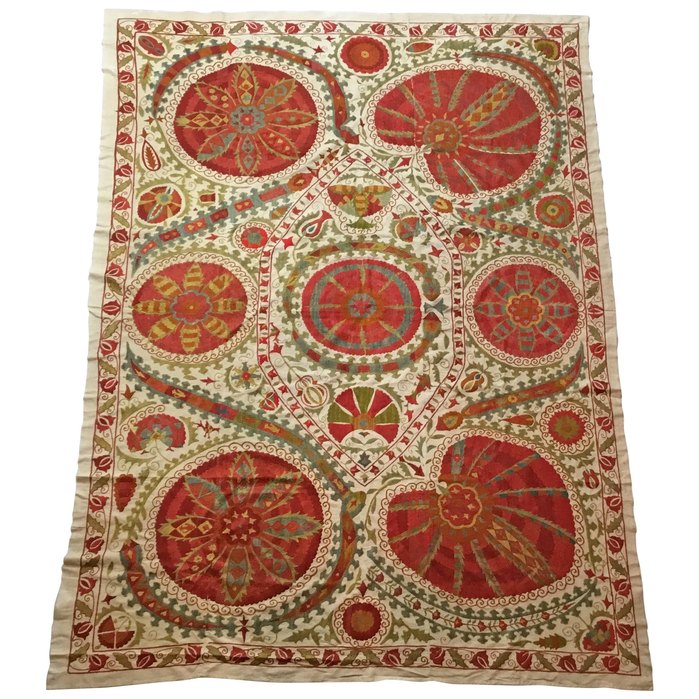 Large Vintage Embroidery Suzani Textile