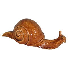 Grande figurina di lumaca in ceramica smaltata vintage per il giardino - 1Y196